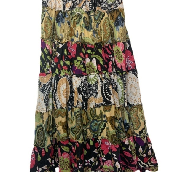Vintage Tiara Peasant Cottage Core Floral Paisley Cotton Colorful Maxi Skirt - Picture 9 of 15